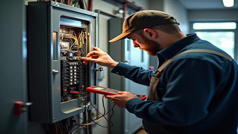 Fachbetrieb überprüft fehlerhafte Elektroinstallation, Sicherungkasten mit Leitungsschutzschaltern